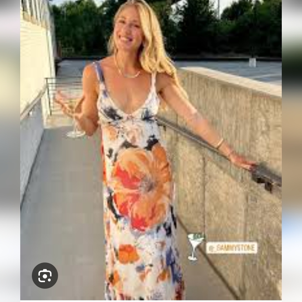 BCBGeneration Orange Pink Sleeveless Maxi Dress Size 8 - Picture 7 of 7